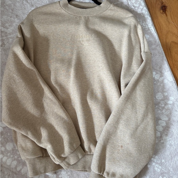 Essentials Tan Crewneck Sweater Classic Knit - Picture 1 of 4